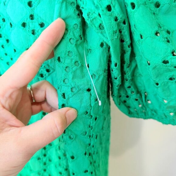 Hyacinth House Green Eyelet Midi Tryall Dress Women’s Size S - Picture 11 of 11